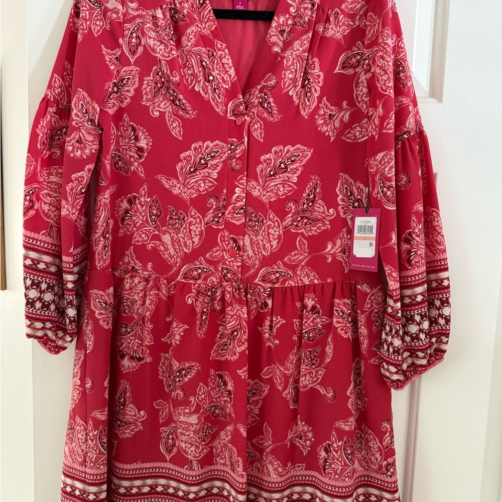 Vince Camuto Red Paisley Print Dress